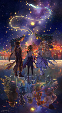 Illustration Entry for Genshin Impact&#39;s Sea of Lights Fanart Event